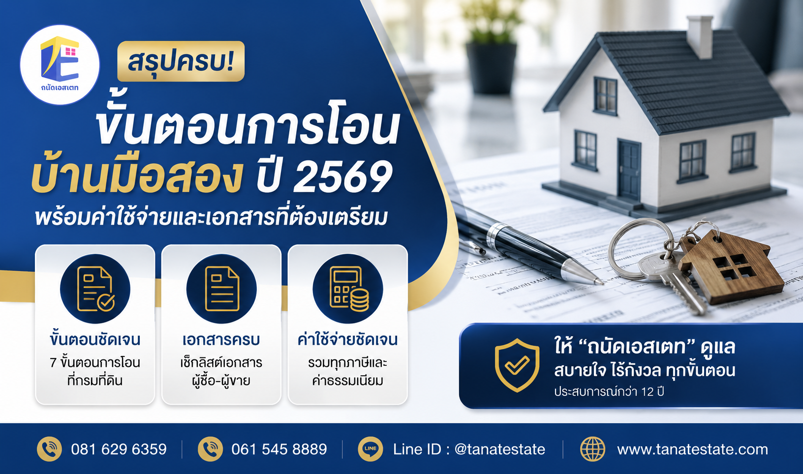ขั้นตอนการโอนบ้านมือสอง ปี 2569 พร้อมค่าใช้จ่ายและเอกสารที่ต้องเตรียม